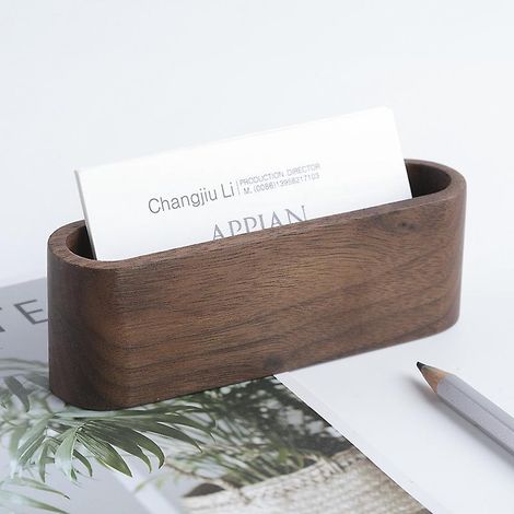 Porte-cartes de visite en bois marron (1/5)