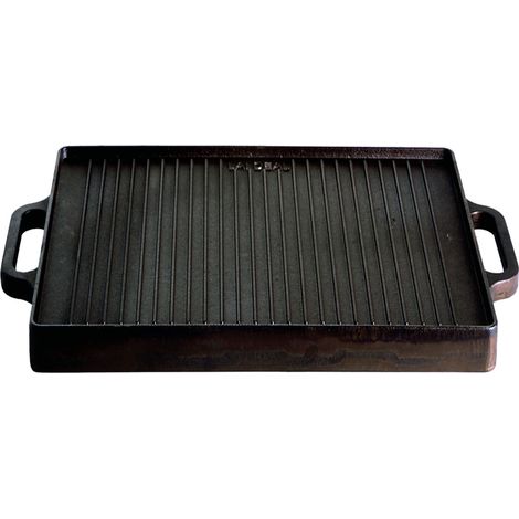 Gusseisenkuss® Grillplatte aus Gusseisen 32x32 cm Gussplatte Plancha geriffelt/glatt
