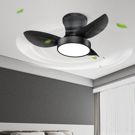 Ventilateur de plafond avec lumière et télécommande, ventilateur de plafond moderne à LED à intensité variable, 6 vitesses, minuterie, 65 cm (Noir) (1/5)