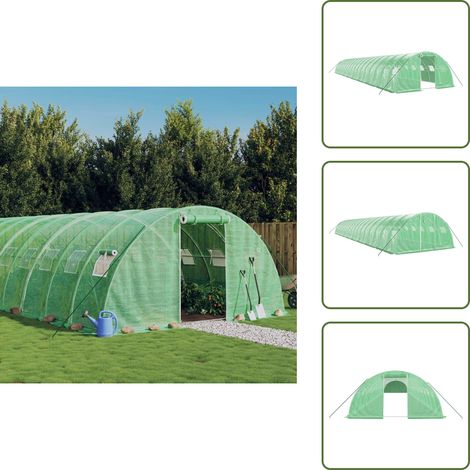 Serre avec cadre en acier vert 72 m² 18x4x2 m - Serre De Jardin - Abri Jardin - Tunnel De Jardin - Serrez Verdure - Greenhouse (1/5)