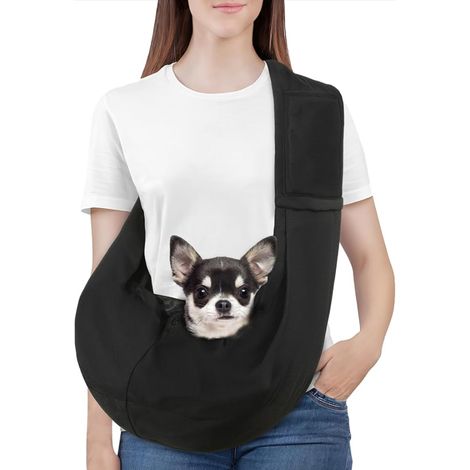 Small Dog Carrier Sling Small Dog Carrier Bag Outdoor Storage Pocket Black