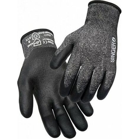 Lot 10 Paires Gants Anti-Coupure Niveau 4 Fibre de Verre SINGER - Enduction PU/Nitrile - Taille 10 - Industrie (1/2)