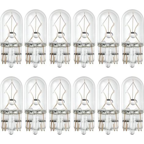 12 Pièces T10 Ampoule Halogène Sans Capuchon Lampes Chaudes de Voiture Tourner cté Plaque d'immatriculation Lumière Inverse Ampoule intérieur Lampe DC 12V (1/5)