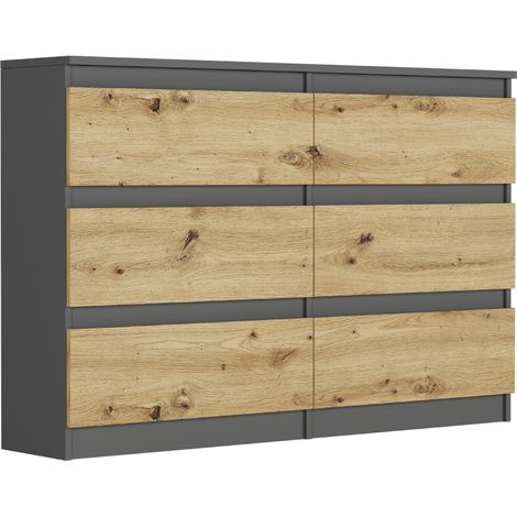 Schmale Kommode mit Schubladen Anthrazit Mix Artisan 120 x 30 cm - Modern R120
