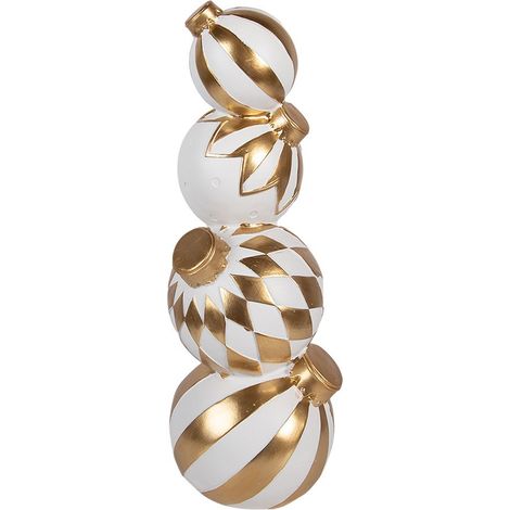 Statue Boule de Noël Décorative d'Intérieur en Plastique Blanc Ø 15 x 41 cm - PANGIVO (1/3)