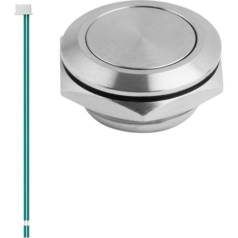 Bouton-Poussoir Ultra-Plat en Acier Inoxydable, Diamètre de Montage 19 mm, Résistant aux Intempéries, Fonctionnement 6-24 V CA/DC, Idéal pour Environnements Extérieurs et Intérieurs (1) (1/5)