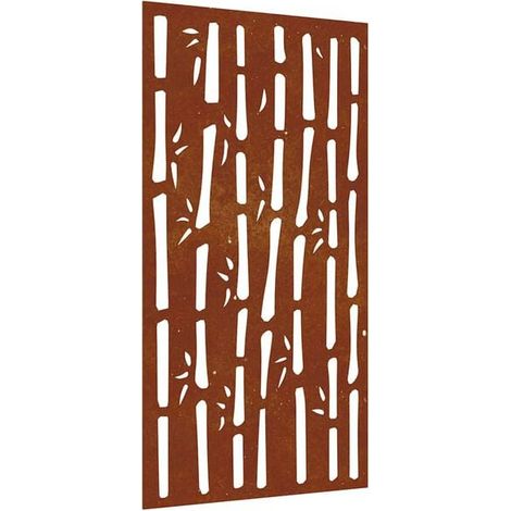 Décoration murale de jardin, 105 x 55 cm, motif bambou en acier patiné (1/5)