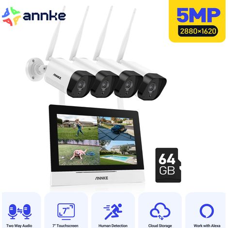 ANNKE 7-inch 5MP Wireless Security Camera System with 100ft Night Vision Motion Detection Two-Way Audio IP66 (1/5)