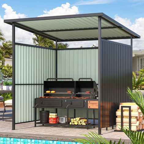 YODOLLA 2 x 2m Außenbereich Hartdach-Grillgazebo, kleine Pergolen und Gazebos, anlehnbare BBQ-Gazebo für Außengrill (1/5)