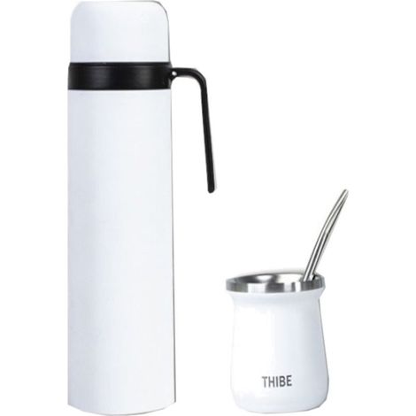 Set de Termo Mate Bombilla y Calabaza Blanco