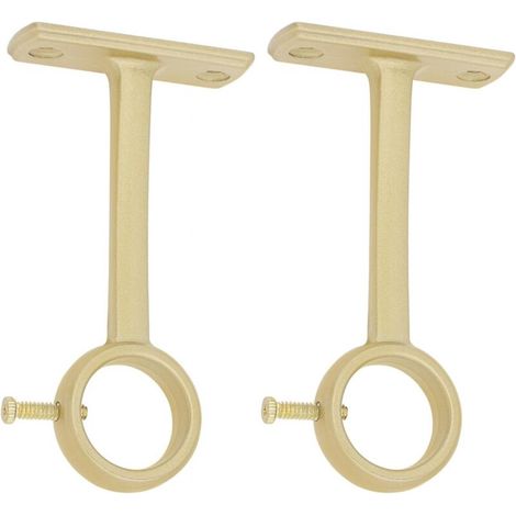 Support de tringle à rideau pour montage au plafond, 2 pièces, pour montage au plafond et au mur,compatible avec une tringle à rideau de 2,5 cm (doré)