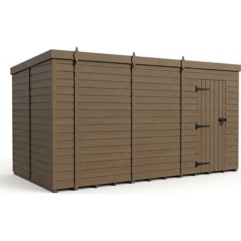 16ft x 10ft Composite Pent Garden Shed Single Door No Windows - Composite - L488 x W305 x H210 cm - Grey