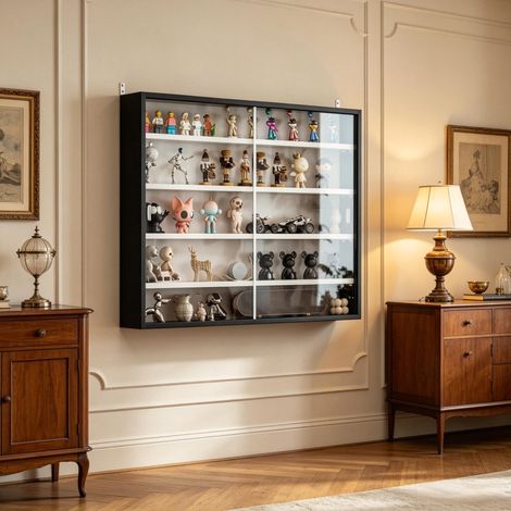 Vitrine murale, vitrine moderne en verre, meuble d’exposition, idéale pour présenter des collections et objets décoratifs (1/4)