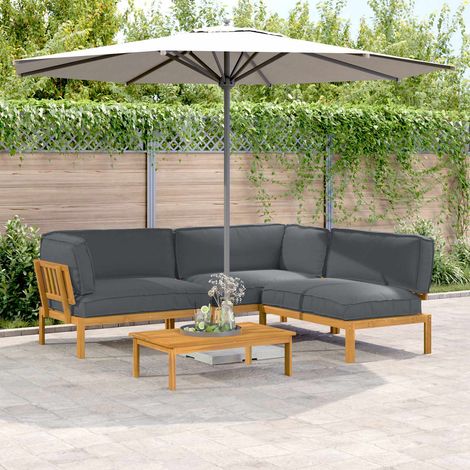 vidaXL Juego de Sofá 4 uds. Antracita Madera de Acacia Sólida (1/5)