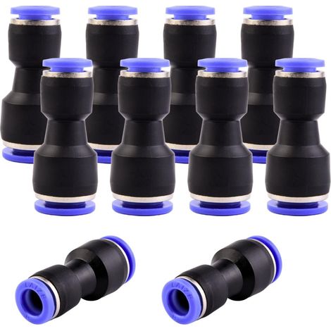 Lot de 10 raccords pneumatiques 10 mm sur 8 mm Pièces réductrices pneumatiques Raccords rapides Push In pour la connexion à l'air et à l'eau