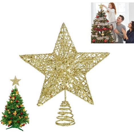 Sparkling star-shaped fir tip, adorned with glitter to crown the Christmas tree.