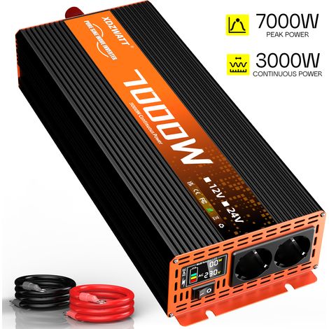 Onduleur à onde sinusoïdale pure 12V 3000W continu 7000W crête, pour chantier, camping-car et secours (1/5)