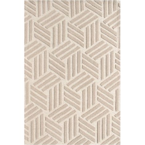 BOBOCHIC - Tapis poil ras OSTARA motif géometrique 120x170 Beige (1/5)