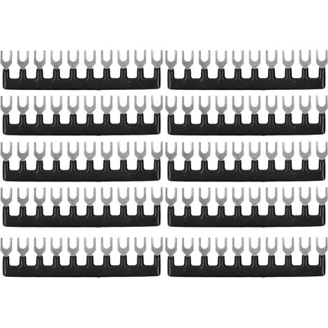 10 bornes de jonction à vis type fourche 8 positions TB-1510 noir, 400V 15A, avec barrière isolée pré-isolée, jeu de 10 pièces (1/5)