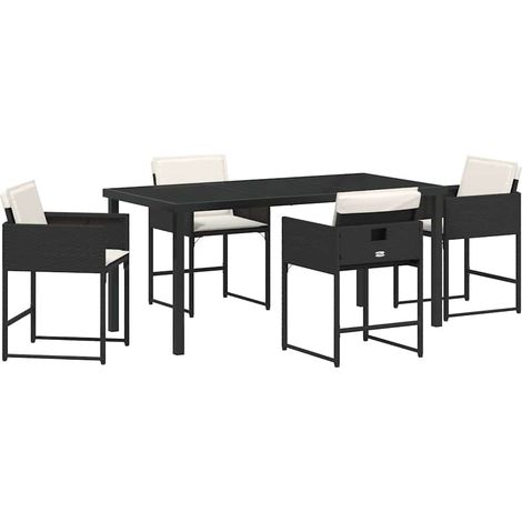 Maison Exclusive - Set da Pranzo per Giardino con cuscino 5 pcs Nero polyrattan (1/5)