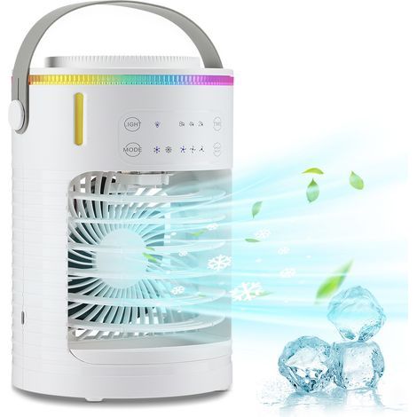 Ventilatore condizionatore portatile con timer da 2 a 8 ore, mini ventilatore di raffreddamento con luce LED a 7 colori (1/5)