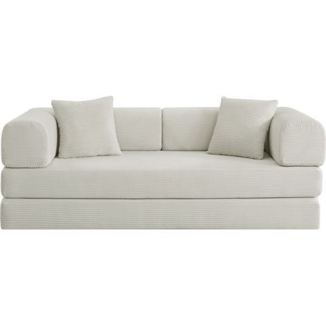 Divano, confortevole, 204 x 97 x 65 cm, bianco panna (1/5)