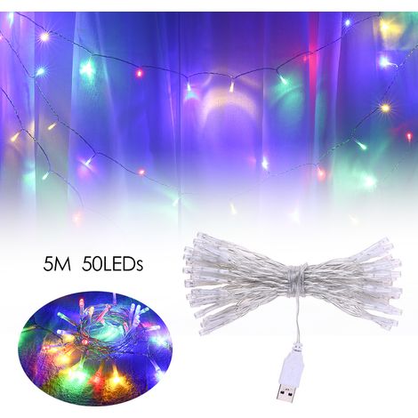 Lichterkette mit USB-Anschluss, 50 LEDs, Kugel-Lichterkette, dekorative Lichter für Weihnachten, Hochzeiten und Zuhause (1/5)