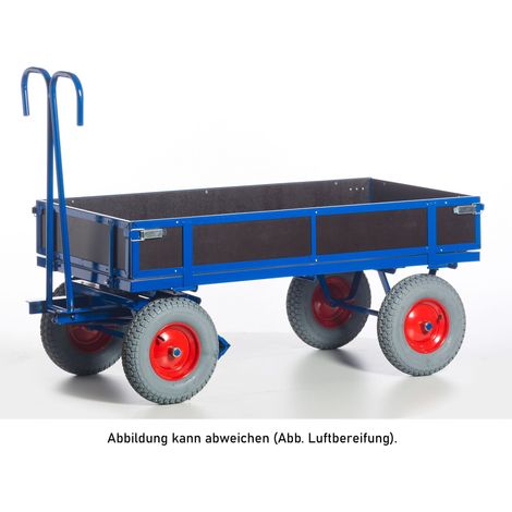 Rollcart Handpritschenwagen mit Holzbordwänden 960x660x410mm Luftbereifung