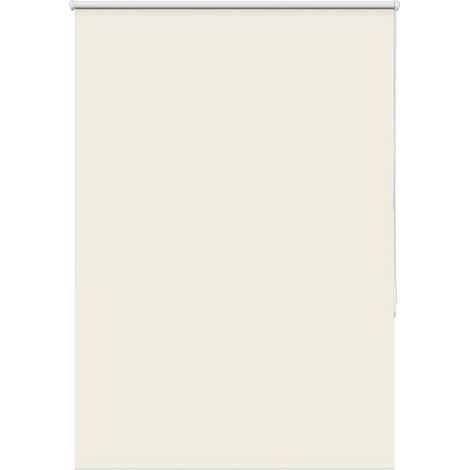 Store enrouleur occultant blanc cassé, dimensions 110 x 150 cm, en tissu.