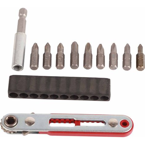 Clé à cliquet réversible avec rallonge et douilles 1/4in, tournevis à embouts, clé anglaise ajustable 2-en-1, lot de 12 pièces. (1/5)