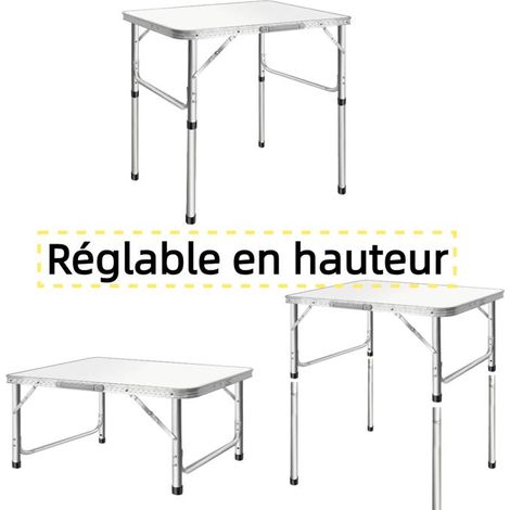 Klappbare Beistelltisch aus MDF und Aluminium, 2 Höhenverstellungen, leicht zu verstauen und zu transportieren, für den täglichen Gebrauch.