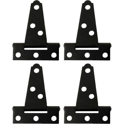 Charnière T noire en fer 4 pièces, 5 cm, triangulaire, antirouille, pour porte, paumelle robuste, finition laquée, lot de 4 (1/5)