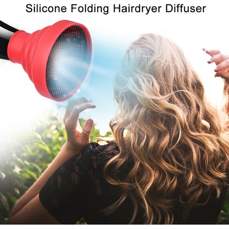 Diffuseur pliable en silicone pour sèche-cheveux, idéal pour la coloration et le coiffage. Convient à la plupart des sèche-cheveux et sèche-cheveux. (1/5)