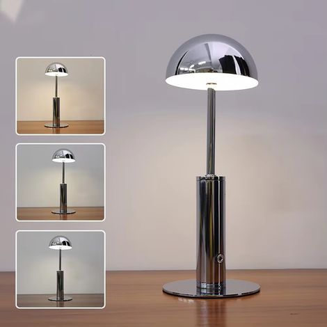 Lampe de table LED sans fil, lampe de bureau rechargeable, gradation continue à 3 couleurs, lumière ambiante à commande tactile, cuivre (1/5)