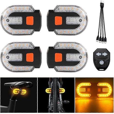 Neuestes 4-teiliges Fahrradblinker-Set mit Sirene, USB-Ladefernbedienung (Modelljahr 2025) (1/5)