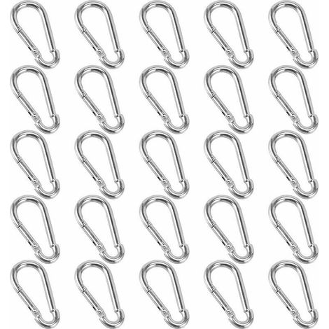 25 Karabiner. 40 x 4 mm kleine Karabiner. Schlüsselanhänger-Karabiner für Rucksäcke, Hundeleinen, Camping, Angeln und Reisen.