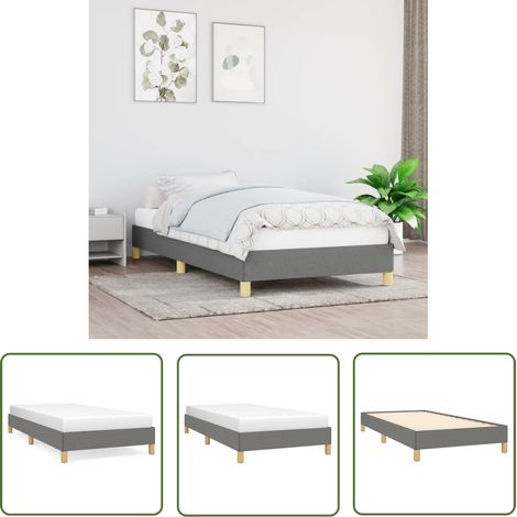 The Living Store Cadre de lit sans matelas gris foncé 90x200 cm tissu - Cadre De Lit - Lit Simple - Lit Gris - Lit Tissu - Meuble Chambre À Coucher (1/5)