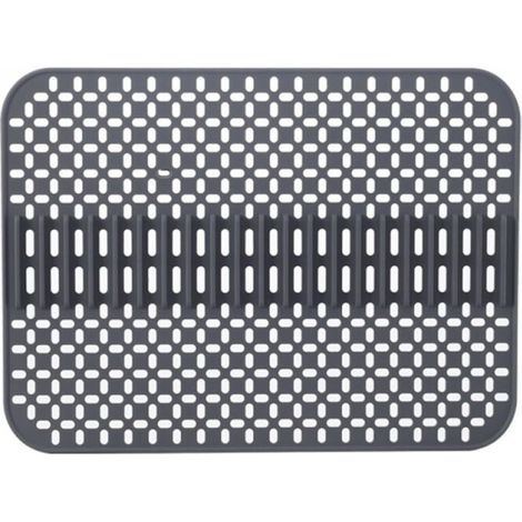 Tapis d'évier en silicone - 43 x 32 cm - Simple couche - Compatible lave-vaisselle - Résistant à la chaleur et antidérapant - Gris foncé