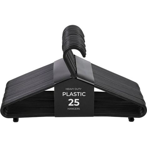 25 cintres antidérapants, plastique robuste, design peu encombrant, pour vêtements lourds et délicats, rangement placard (1/5)