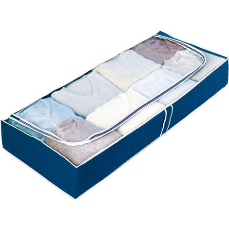 Commode de rangement sous le lit 103x45x16cm – Matériau Vlies – Couleur bleu – Pour optimiser l'espace de stockage (1/5)