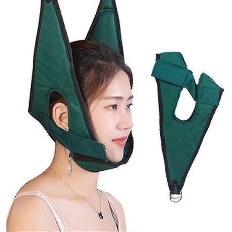 Dispositif de traction cervicale suspendue, ceinture d'étirement souple pour le cou, support de traction pour soulager la douleur (1/5)
