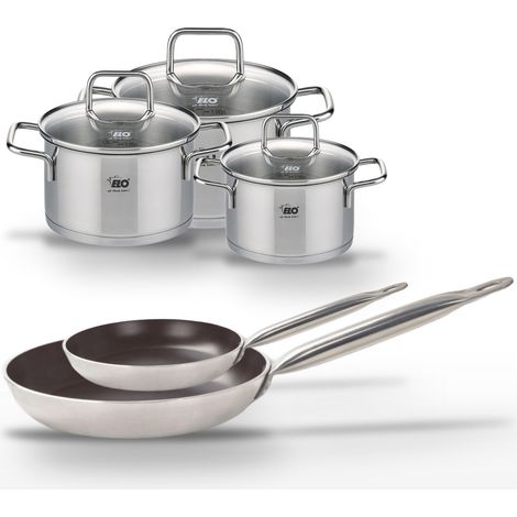 Lot Poêles 24/32 cm avec revêtement céramique sans PFAS & Faitouts 12/14/16 cm Elo Bistro Line (1/5)