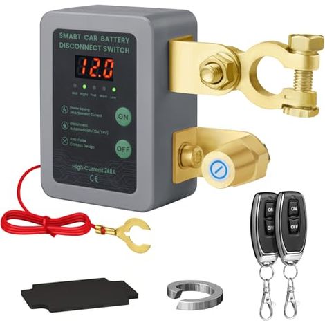 Disyuntor de batería con control remoto inalámbrico, interruptor de desconexión de batería de 12 V, interruptor de corte automático de 240 A con pantalla LED para coche, caravana, ATV, camión, barco d