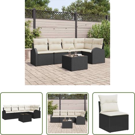 Gartensofa -  Sofa Set mit Kissen Schwarz Polyester (1/5)