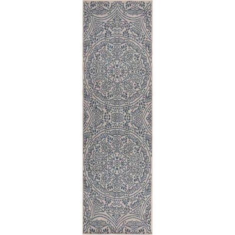 vidaXL Alfombra de exterior de tejido plano rayas azules 80x250 cm (1/5)