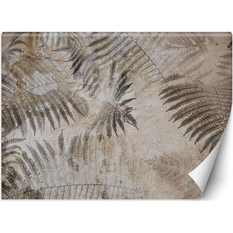 Papier peint mural, Feuilles de Fougère en Béton Gris - 100x70 (1/5)