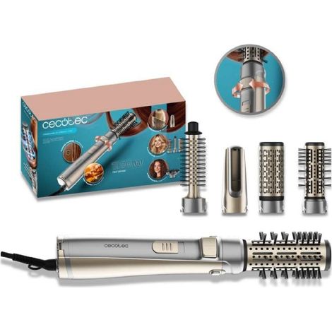 Cecotec Brosse à Air Rotative avec 5 Têtes CeramicCare 5in1 AirBrush Gyro. 1100W, Sèche, Façonne et Donne du Volume