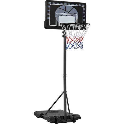 Yaheetech Canestro da Basket Sistema di Pallacanestro Regolabile Nero con 76 cm Tabellone