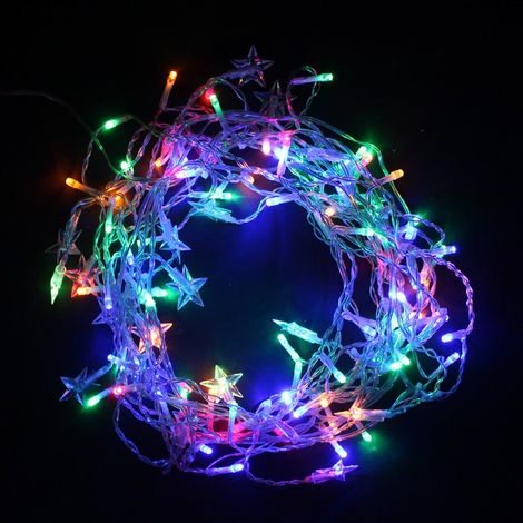 Rideau lumineux 100LED avec étoiles IP44 2x 0.7m - MULTICOULEUR - SILUMEN (1/5)