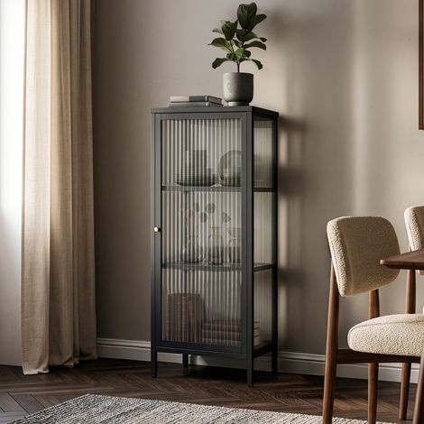 Vitrinenschrank Vinterhavn 100x40x40 cm Stahl Schwarz [en.casa] (1/5)